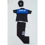 Uğur Böceği Çocuk Polis Kostüm Polo Yaka Tişortlü Polis Kıyafeti Mavi