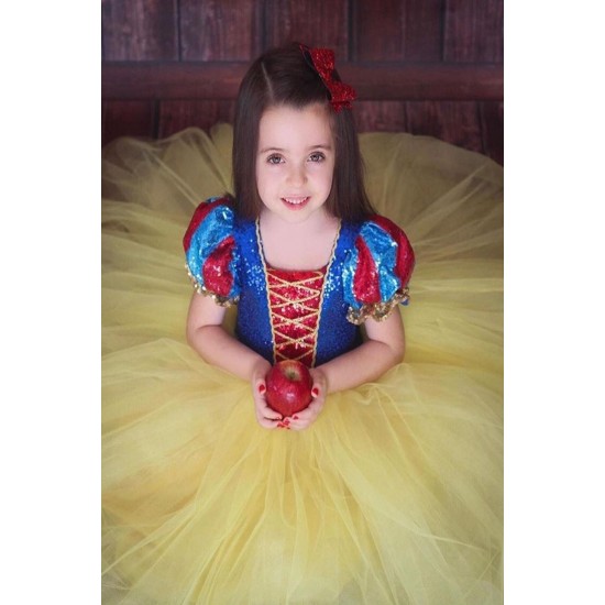 Pamuk Prenses Kostümü Kız Çocuk Özel Tasarım Doğum Günü Elbisesi