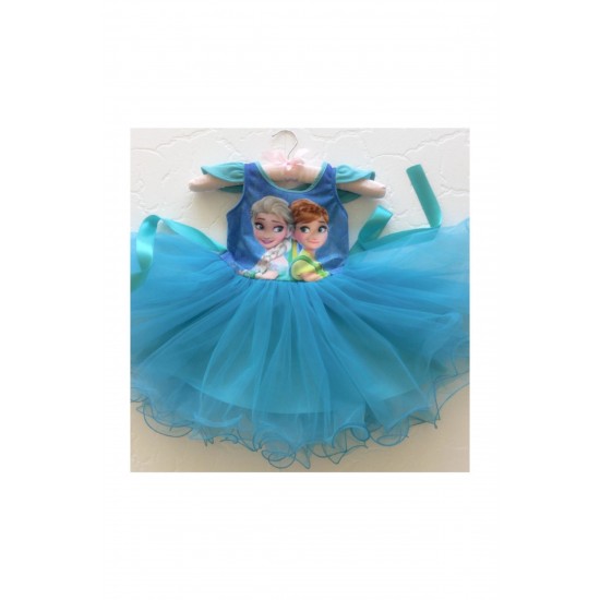 Frozen Elsa Doğum Günü Çok Kabarık Kız Çocuk Elbise Kostümü Özel Üretim Prenses Tüllü Kabarık