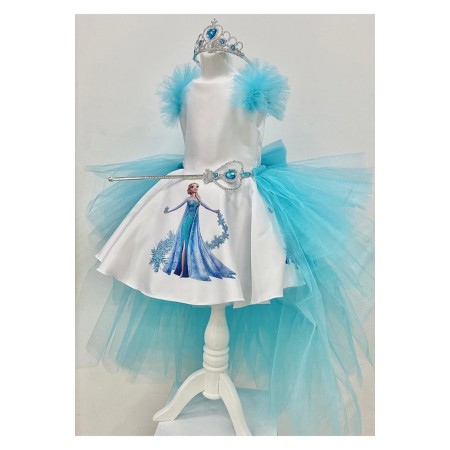 Elsa Model Etek Baskılı Kız Çocuk Doğumgünü Elbise & Parti Kostüm