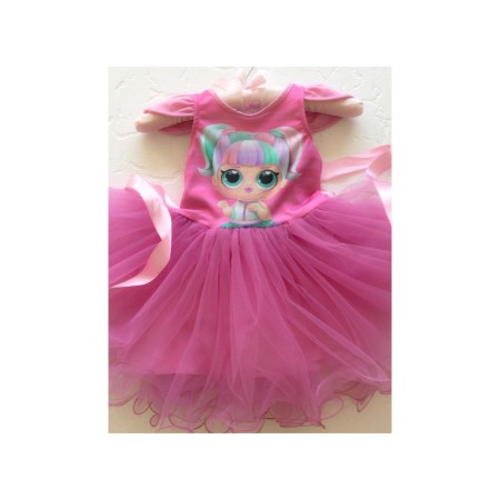 Kız Çocuk Pembe Lol Elbise, Kostüm, Prenses Doğum Günü Kabarık