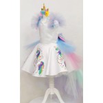 Unicorn Baskılı My Little Pony Kız Çocuk Doğum Günü Elbise Kostüm