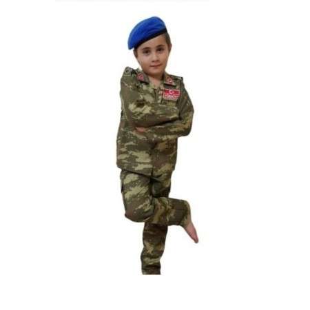Mavi Bereli Asker Çocuk Kostümü