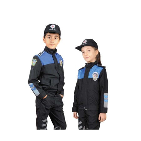 Çocuk Polis Kıyafeti Kostüm Toplum Destekli
