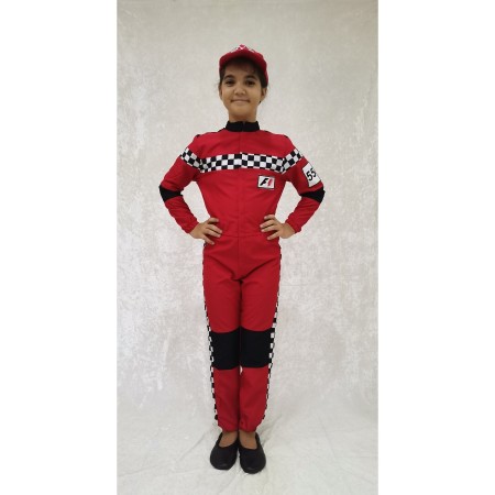 Unisex Çocuk Kırmızı Formula 1 Pilotu Kostümü