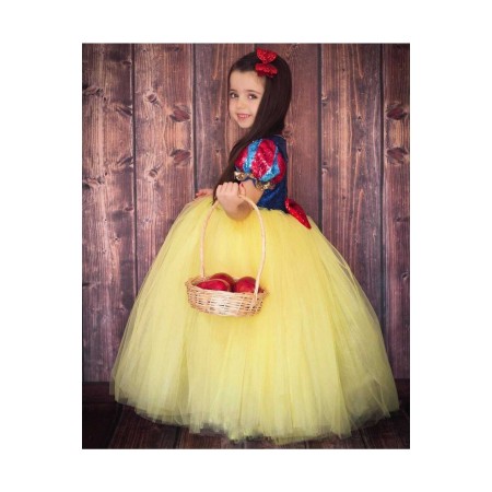Tarlatanlı Pamuk Prenses Kostümü - Pamuk Prenses Kostümü Prenses Elbise - Pelerin + Taç