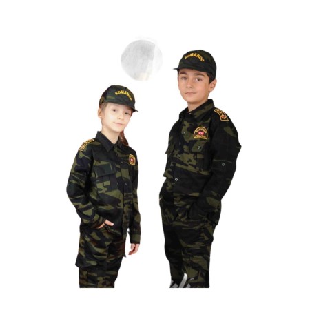 Çocuk Asker Kıyafeti Yeşil Komando Kostüm