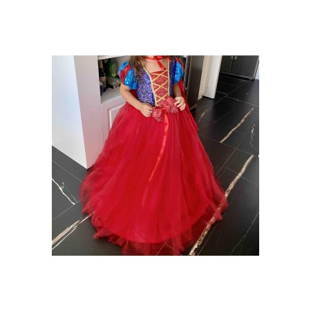 Kız Çocuk Kırmızı Pelerinli Tarlatanlı Pamuk Prenses Kostümü