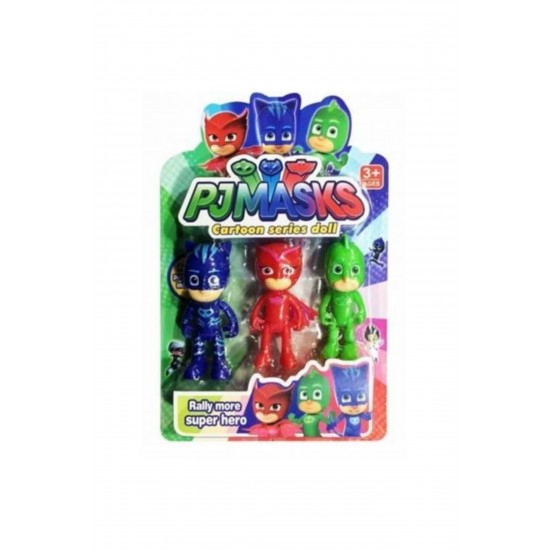 Pija Maskeliler Catboy Kedi Çocuk Kostüm 2 Maskeli Pj Masks Kostüm Seti Ve 3'lü Mini Figür Oyuncak