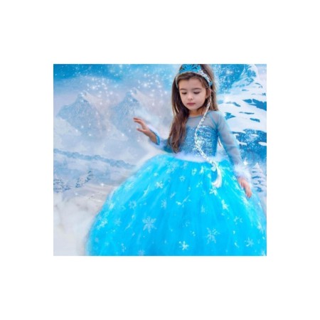 Kız Çocuk Mavi Elsa Kostümü