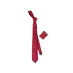 Erkek Kırmızı Desenli Klasik Mendilli Kravat Kr16011-40061