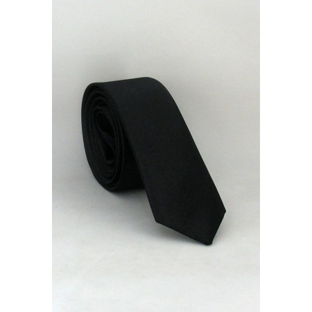 Siyah Ultra Slim Fit Düz Renk Saten Kravat / Us/01-k L R