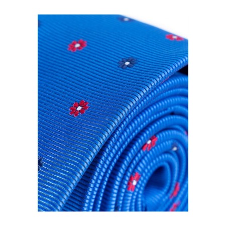 Erkek Mavi Çiçek Desenli Kravat