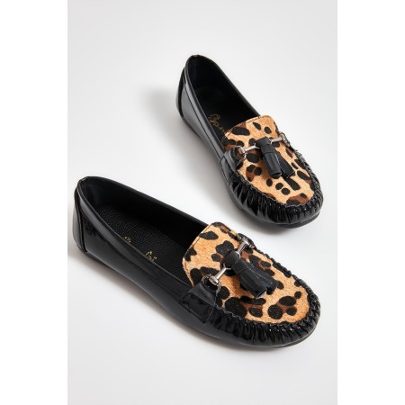 Siyah Leopar Rugan Kadın Loafer M0542122598