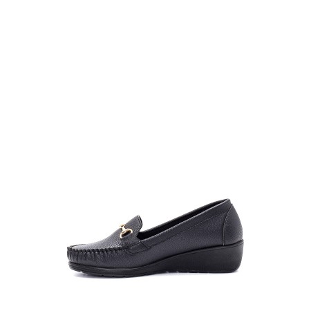 Kadın Siyah Dolgu Topuklu Loafer Ayakkabı