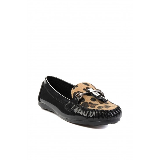 Siyah Leopar Rugan Kadın Loafer M0542122598