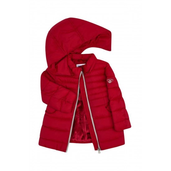 Kırmızı Kız Çocuk Sıcak Astarlı Basic Kışlık Mont