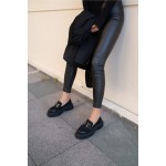 Dimatali Kadin Siyah Suet Siyah Rugan Parçali Ayakkabı