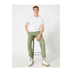 Erkek Yeşil Keten Regular Fit Pantolon