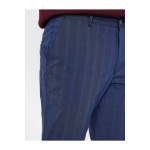 Erkek Lacivert Normal Bel Cep Detaylı Çizgili Pantolon 9YAM41934BW