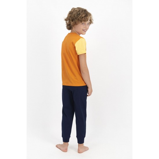 Erkek Çocuk Turuncu Kısa Kol Pijama Takımı