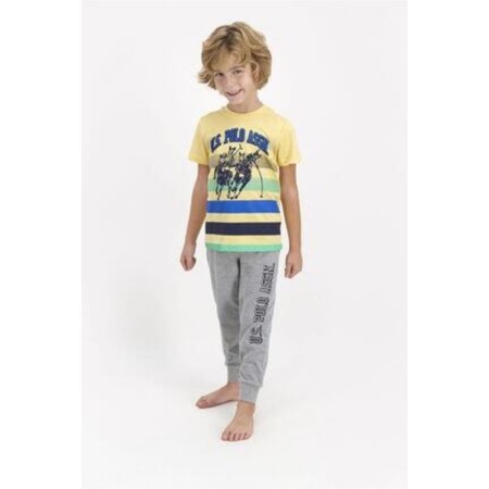 Erkek Çocuk Soluk Sarı Lisanslı Kısa Kol Pijama Takımı