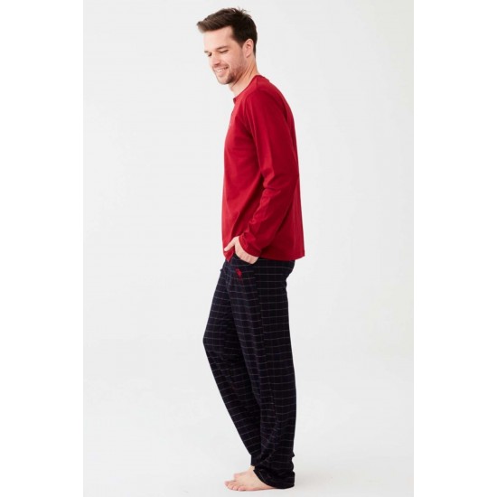 Erkek Bordo Patlı Pijama Takım