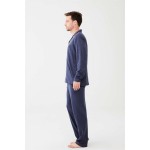 Boydan Düğmeli Lacivert Erkek Pijama Takım
