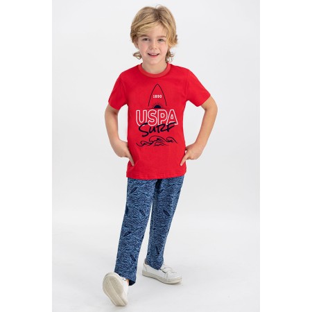 Erkek Kırmızı  Lisanslı California Kırmızı Genç Kısa Kol Pijama Takımı