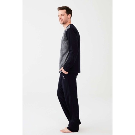 Erkek Antrasit Melanj Boydan Patlı Pijama Takım