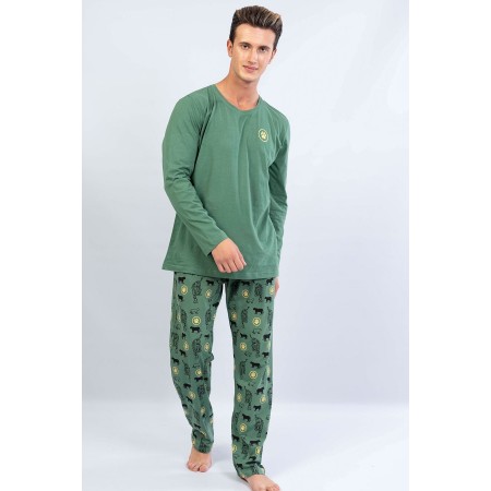 Erkek Uzun Kol Pijama Takım 1070170462 Haki