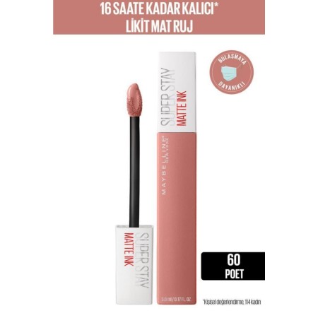 Super Stay Matte Ink Unnude Likit Mat Ruj - 60 Poet - Nude