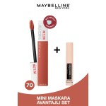 Super Stay Matte Ink Likit Mat Ruj 70 Amazonian + Total Temptation Mini Maskara Makyaj Seti