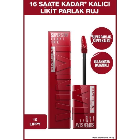 Super Stay Vinyl Ink Uzun Süre Kalıcı Likit Parlak Ruj 10 Lippy