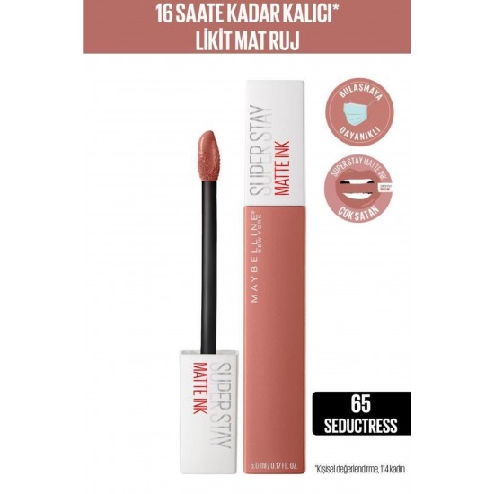 Super Stay Matte Ink Likit Mat Ruj 65 Seductress & Lifter Gloss Dudak Parlatıcısı 003 Moon