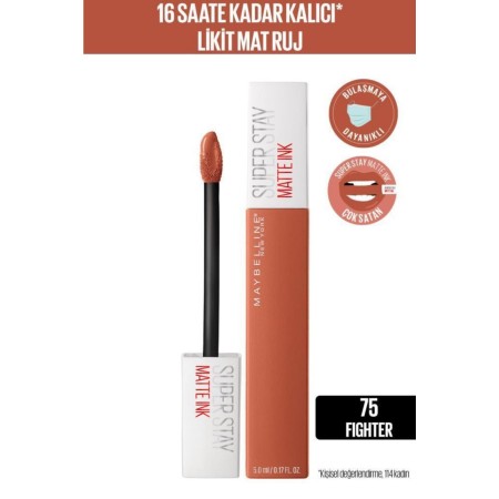 Super Stay Matte Ink Unnude Likit Mat Ruj - 75 Fighter - Kahverengi