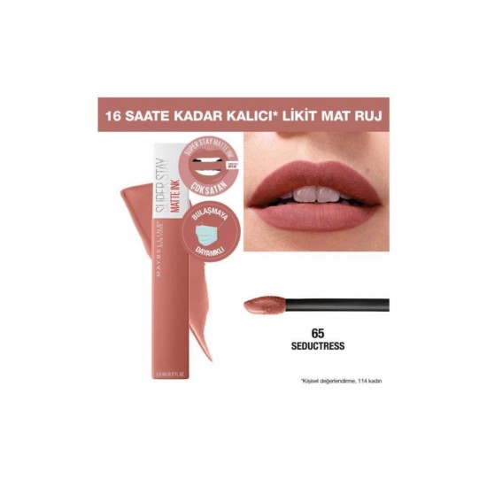 Super Stay Matte Ink Unnude Likit Mat Ruj - 65 Seductress - Nude