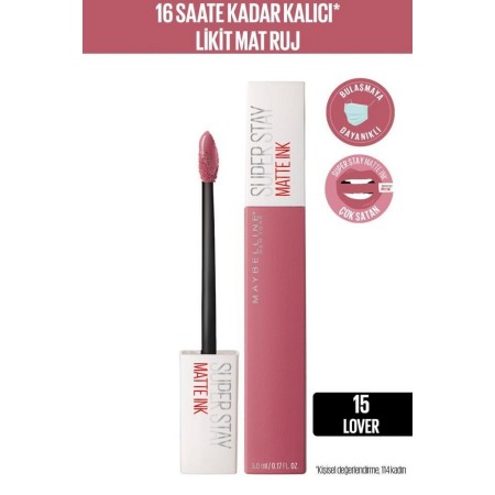 Super Stay Matte Ink Likit Mat Ruj - 15 Lover - Pembe