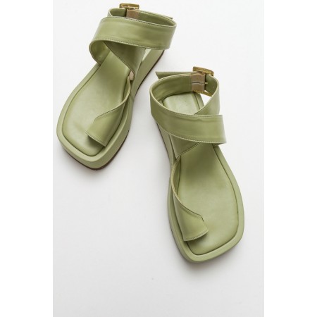 Gia Yeşil Cilt Kadın Sandalet