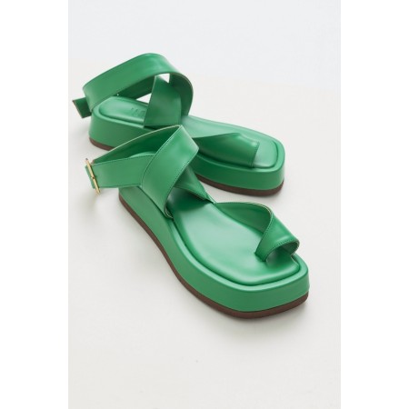 Gia Koyu Yeşil Cilt Kadın Sandalet