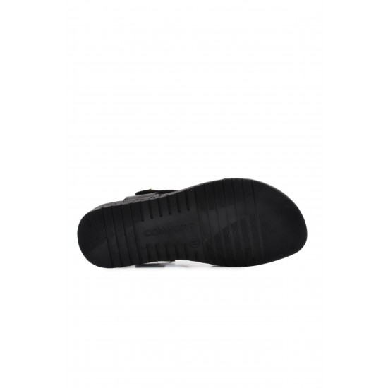 Kadın Siyah Deri Sandalet 6751