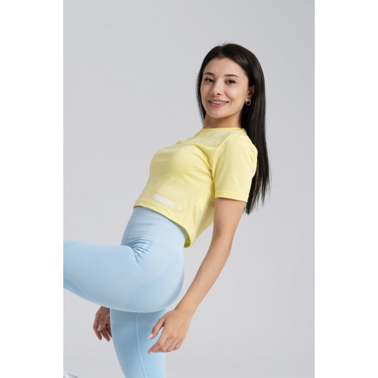 Kadın Sarı Body Crop Tops  Cotton Serisi