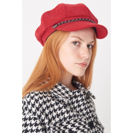 Kadın Kırmızı Denizci Tipi Kaşe Şapka Şpk02 - E1 ADX-0000020361