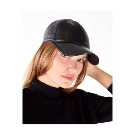 Unisex Siyah Hakiki Gerçek Deri Şapka Bere - Kışlık Şapka - Yeni Sezon