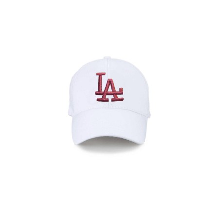 La Los Angeles Unisex Beyaz Şapka Özel Pembe Nakış