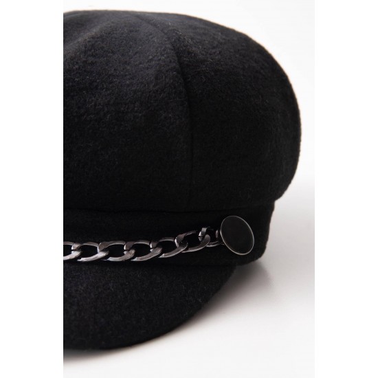 Kadın Siyah Denizci Tipi Kaşe Şapka Şpk02 - E1 ADX-0000020361
