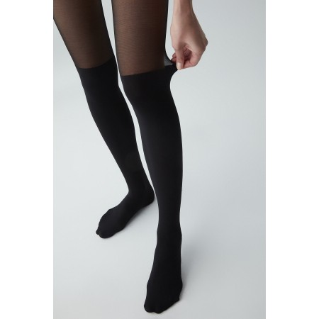 Kadın Siyah Çizme Külotlu Çorabı