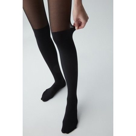 Desenli Külotlu Çorap Çizme Çorabı 20 Denye siyah