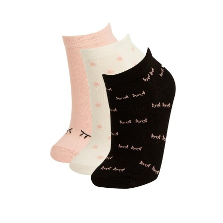 Kadın Desenli 3'lü Patik Çorap