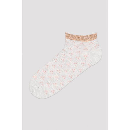 Beyaz Shiny Desen 3lü Patik Çorap